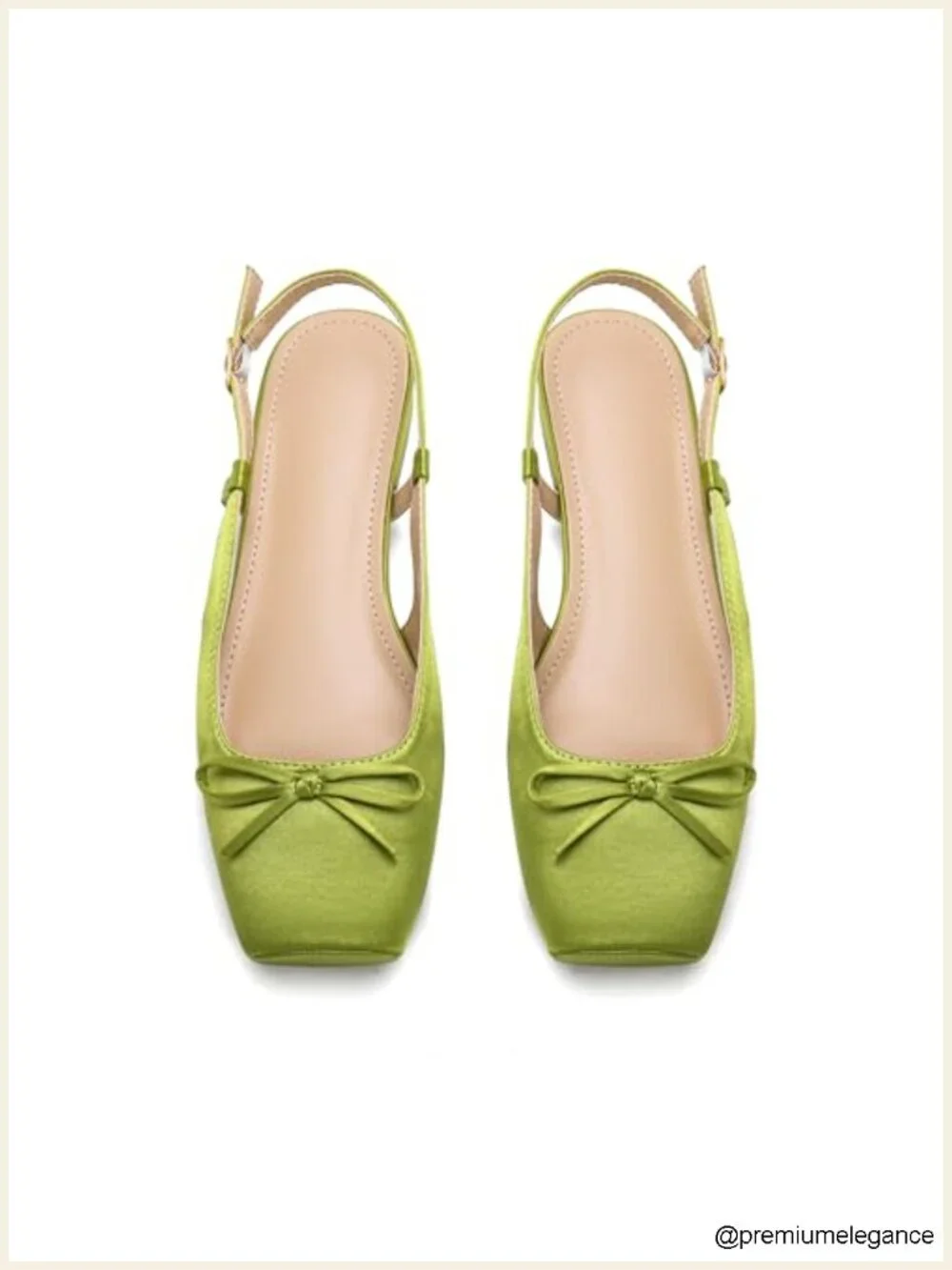 Women's Square Toe Satin Ballet Flats with Ankle Buckles Slingback